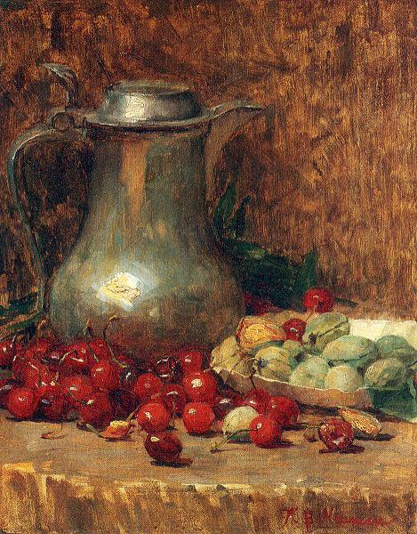 Newman, Willie Betty Pewter Pitcher and Cherries Sweden oil painting art